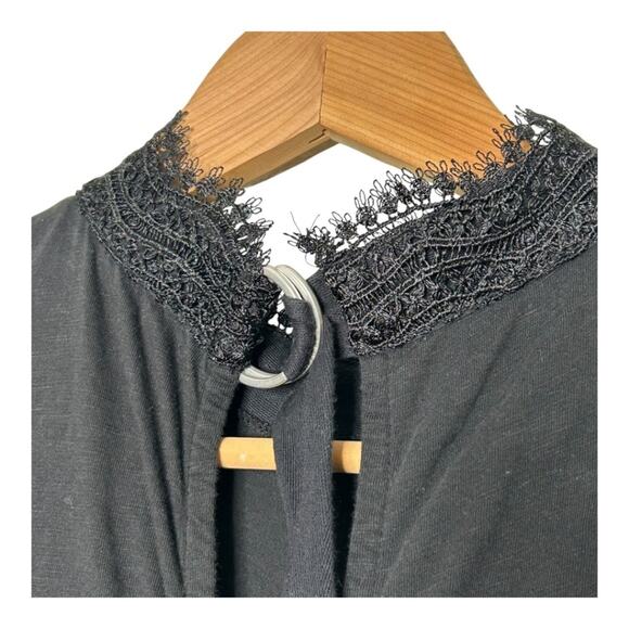 AllSaints Black Tier Lace Trim Tie Neck Sleeveless Maxi Dress Size 4 - Picture 5 of 11